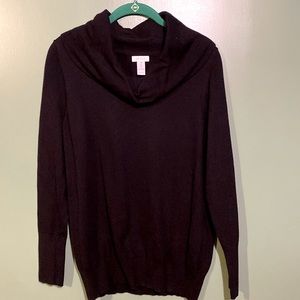 Chicos black cow neck fine gauge sweater